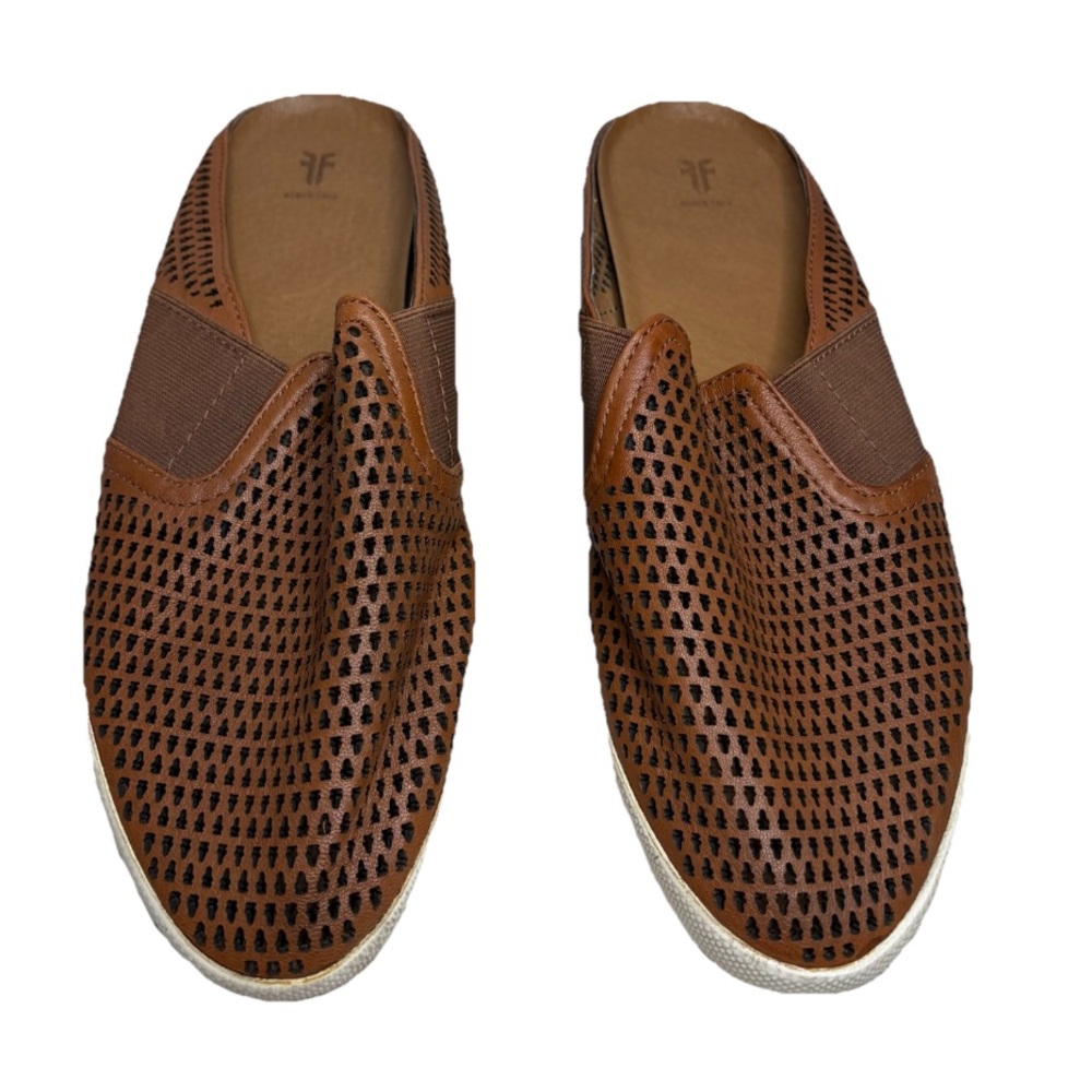 FRYE Melanie Gore Perforated Slip-On Mules Size 8.5 Leather Flats